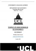 ECON0115 (Topics in Household Economics) Summary - UCL Economics BSc Third Year