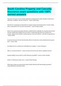 South Carolina Property and Casualty Insurance exam questions with 100&percnt; correct answers