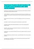 Final Exam Practice &lpar;South Carolina Life & Health&rpar; exam questions with 100&percnt; correct answers