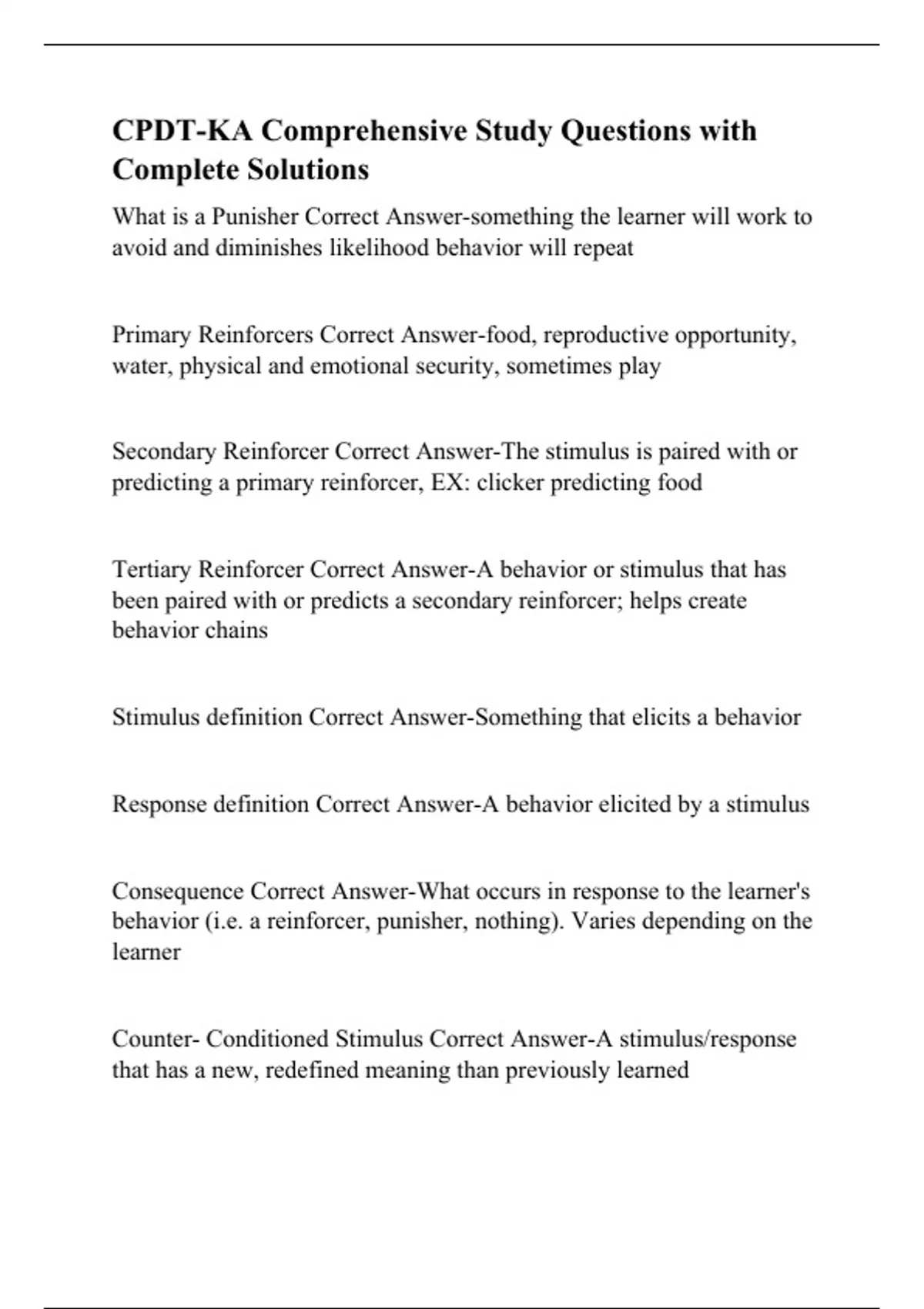 CPDT-KA Comprehensive Study Questions with Complete Solutions - CPDT-KA ...