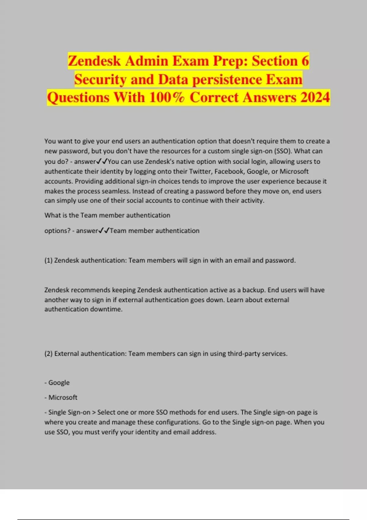 Zendesk Admin Exam Prep: Section 6 Security and Data persistence Exam ...