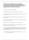 01E Security Officer Core Subjects Entry-level &lpar;Virginia&rpar; Study Guide with guaranteed accurate answers