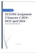SUS1501 Assignment 5 Semester 1 2024 - DUE April 2024
