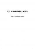   TEST OF HYPOTHESIS NOTES