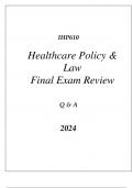 (SNHU online) IHP610 HEALTHCARE POLICY & LAW FINAL EXAM REVIEW Q & A 2024