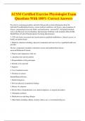 ACSM Certified Exercise Physiologist Exam Questions With 100% Correct Answers