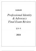 (SNHU online) NUR499 PROFESSIONAL IDENTITY & ADVOCACY FINAL EXAM REVIEW Q & A 2024.