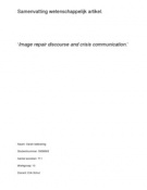 Benoit, W.L. (1997).  Image repair  discourse and crisis communication. Public Relations Review, 23, 177-186.