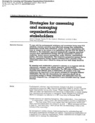 Strategies for assessing and mangeing organizational stakeholders 