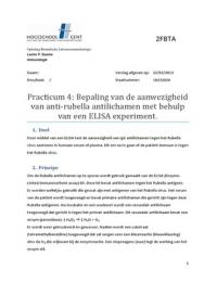 Practicum immunologie : Bepaling van de aanwezigheid van anti-rubella antilichamen met behulp van een ELISA experiment.