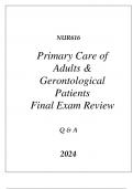 (SNHU online) NUR616 PRIMARY CARE OF ADULTS & GERONTOLOGICAL PATIENTS FINAL EXAM