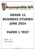 Grade 12 Business Studies (BS) June Paper 1 and Memo - 2024