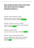 BSEP WORDS REVIEW EXAM LATEST 2023-2024 QUESTIONS WITH CORRECT ANSWERS GRADED A+