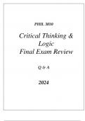 (WGU C168) PHIL 3010 CRITICAL THINKING & LOGIC FINAL EXAM REVIEW Q & A 2024