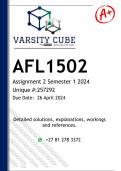 AFL1502 Assignment 2 (ENGLISH DETAILED ANSWERS) Semester 1 2024 