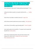 CNA Practice Test for Basic Nursing Skills &lpar;70 Questions&rpar; and verified answers 2024 GRADED A&plus;