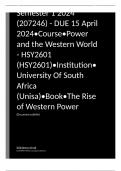 Exam (elaborations) HSY2601 Assignment 3 (COMPLETE ANSWERS) Semester 1 2024 (207246) - DUE 15 April 2024 •	Course •	Power and the Western World - HSY2601 (HSY2601) •	Institution •	University Of South Africa (Unisa) •	Book •	The Rise of Western Power