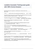 Lactation Counselor Training exam guide with 100&percnt; Correct Answers