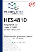 HES4810 Assignment 1 (DETAILED ANSWERS) 2024 - DISTINCTION GUARANTEED