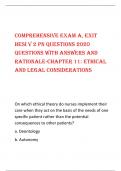Comprehensive Exam A, EXIT  HESI v 2 PN Questions 2020  questions with answers and  rationale-Chapter 11: Ethical  and Legal Considerations