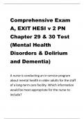 Comprehensive Exam  A, EXIT HESI v 2 PN  Chapter 29 & 30 Test  (Mental Health  Disorders & Delirium  and Dementia)