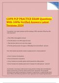 COPR PCP PRACTICE EXAM Questions With 100% Verified Answers Latest Versions 2024