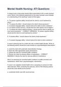 Mental Health Nursing- ATI Questions & answers