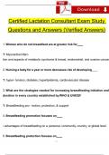 Certified Lactation Counselor Exam Study Guide Questions and Answers (2024 / 2025) (Verified Answers)