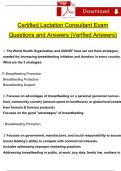 Certified Lactation Counselor Exam Questions and Answers (2024 / 2025) (Verified Answers)