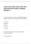  LAW & ETHICS FINAL EXAM LATEST 2024 QUESTIONS WITH CORRECT ANSWERS GRADED A+