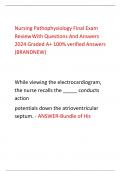 Nursing Pathophysiology Final Exam  ReviewWith Questions And Answers  2024 Graded A+ 100% verified Answers  (BRANDNEW)