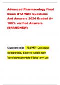 Advanced Pharmacology Final  Exam UTA With Questions  And Answers 2024 Graded A+  100% verified Answers  (BRANDNEW