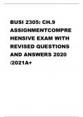 BUSI 2305: CH.9  ASSIGNMENTCOMPRE HENSIVE EXAM WITH  REVISED QUESTIONS  AND ANSWERS 2020  /2021A+