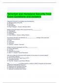 Terrorism and Homeland Security Final Exam Questions and Answers
