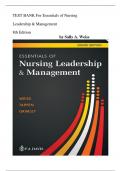 TEST BANK For Essentials of Nursing Leadership & Management 8th Edition by Sally A. Weiss ||1-16 chapters ||All chapters||latest 2024