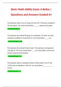 Basic Math Ability Exam A Relias | Questions and Answers Graded A+ | Latest 2024 