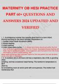 MATERNITY OB HESI PRACTICE PART 60+ QUESTIONS AND ANSWERS 2024 UPDATED AND CORRECTLY ANSWERS