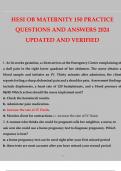 HESI OB MATERNITY 150 PRACTICE QUESTIONS AND ANSWERS 2024 UPDATED AND VERIFIED