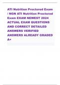 ATI Nutrition Proctored Exam / NGN ATINutrition Proctored  Exam EXAM NEWEST 2024  ACTUAL EXAMQUESTIONS  AND CORRECT DETAILED  ANSWERS VERIFIED  ANSWERSALREADY GRADED  A+