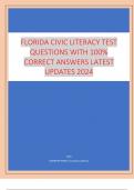 FLORIDA CIVIC LITERACY TEST Questions with 100&percnt; Correct Answers Latest Updates 2024