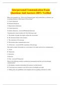 Interpersonal Communication Exam Questions And Answers 100&percnt; Verified