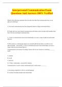 Interpersonal Communication Exam Questions And Answers 100% Verified