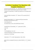 Lactation Consultant Test Questions with Complete Solutions&comma; A&plus;