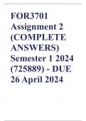 FOR3701 Assignment 2 (COMPLETE ANSWERS) Semester 1 2024 (725889) - DUE 26 April 2024