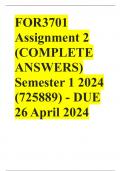 FOR3701 Assignment 2 (COMPLETE ANSWERS) Semester 1 2024 (725889) - DUE 26 April 2024