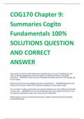 COG170 Chapter 9:  Summaries Cogito  Fundamentals 100%  SOLUTIONS QUESTION  AND CORRECT  ANSWER