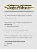 AMCA Phlebotomy Certification Prep Exam &vert; Questions & 100&percnt; Correct Answers  &lpar;Verified&rpar; &vert; Latest Update &vert; Grade A&plus; 