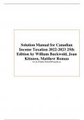 Solution Manual for Canadian Income Taxation 2022-2023 25th Edition by William Buckwold, Joan Kitunen, Matthew Roman A+