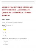 ATI TEAS PRACTICE TEST 2023-2024 ATI TEAS WORKBOOK LATEST UPDATE QUESTIONS AND CORRECT ANSWERS RATED A+