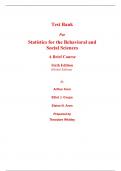 Test Bank for Statistics for the Behavioral and Social Sciences A Brief Course 6th Edition (Global Edition) By Arthur Aron, Elliot Coups, Elaine Aron (All Chapters, 100% Original Verified, A+ Grade)